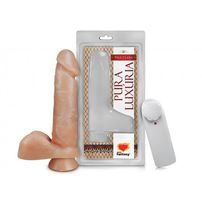 Prótese Com Vibro, Escroto E Ventosa 16x3,5cm Sexy Fantasy