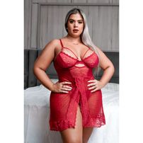 Camisola Sensual Com Fenda Na Frente Plus Size Garota Veneno