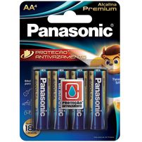 Pilha Alcalina Premium AA Com 4Unid. Panasonic