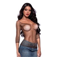 Cropped Com Strass E Manga Longa Yaffa Lingerie