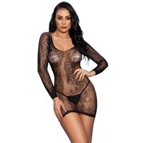 Vestido Curto Com Manga E Design Floral Yaffa Lingerie