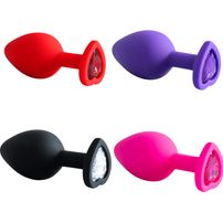 Plug Anal Em Formato De Coração Em Silicone Com Pedra Tamanho M Importação